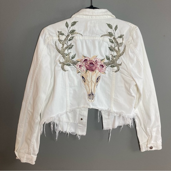 DRIFTWOOD Jackets & Blazers - Driftwood denim jacket Embroidered Rose Deer Skull Western Trucker Denim small